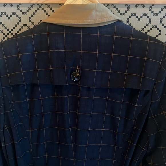 Anthropologie Harlyn Color-blocked Plaid Tan and Blue Trench Coat M - Picture 12 of 16